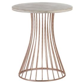 Nikki Chu Rose Gold Accent Table with Whitewash Top