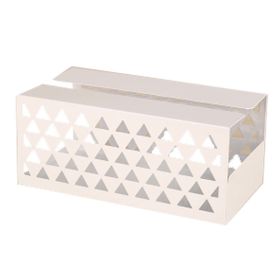Tinplate Tissue Holder Box Geometric Hollow Facial Napkin Tissue Box Cover - White