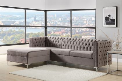 Sullivan Sectional Sofa; Gray Velvet 55495