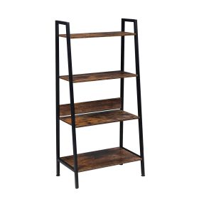 4-Tier Ladder Bookshelf Organizer,Wood Board & Metal Frame