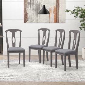 Rustic Wood Padded Dining Chairs for 4