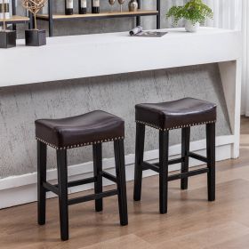 Counter Height 26" Bar Stools for Kitchen Counter Backless Faux Leather Stools Farmhouse Island Chairs (26 Inch; Brown; Set of 2)