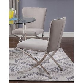Daire Side Chair (Set-2) in Velvet & Chrome XH