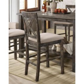 Martha II Counter Height Chair (Set-2) in Tan Linen & Weathered Gray