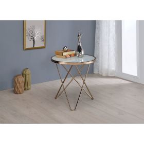 Valora End Table in Champagne & Frosted Glass - 81827