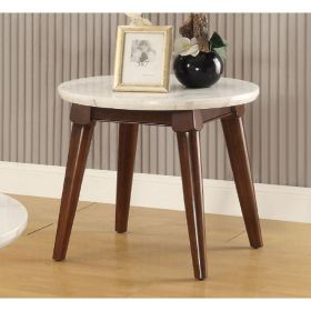 Gasha End Table in White Marble & Walnut XH - 82892
