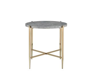 Tainte End Table; Faux Marble & Champagne Finish - 83477