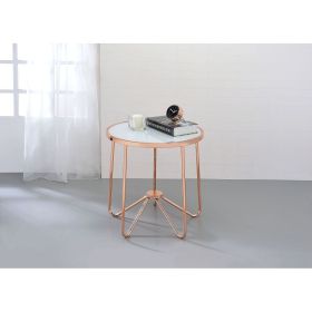 Alivia End Table in Rose Gold & Frosted Glass - 81837