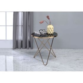 Valora End Table in Champagne & Black Glass - 81832