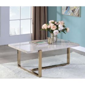 Feit Coffee Table in Faux Marble & Champagne - 83105