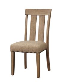 Nathaniel Side Chair (Set-2); Slatted Back; Fabric & Maple (2Pc/1Ctn) - 62332