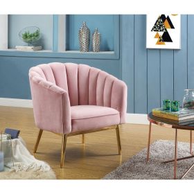 Colla Accent Chair in Blush Pink Velvet & Gold - 59814