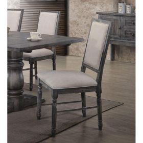 Leventis Side Chair (Set-2) in Cream Linen & Weathered Gray - 66182