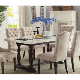 Gerardo Dining Table in White Marble & Weathered Espresso - 60820