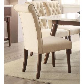 Gasha Side Chair (Set-2) in Beige Linen & Walnut - 72822