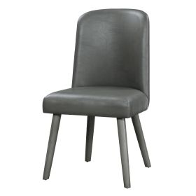 Waylon Side Chair (Set-2); Gray PU & Gray Oak (2Pc/1Ctn) YJ - 72202