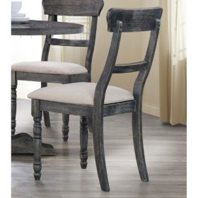 Leventis Side Chair (Set-2) in Light Brown Linen & Weathered Gray - 74642