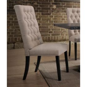 Morland Side Chair (Set-2) in Tan Linen & Vintage Black - 74647