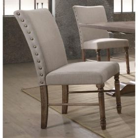 Leventis Side Chair (Set-2) in Cream Linen & Weathered Oak - 74657