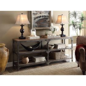Gorden Console Table in Weathered Oak & Antique Silver - 72680