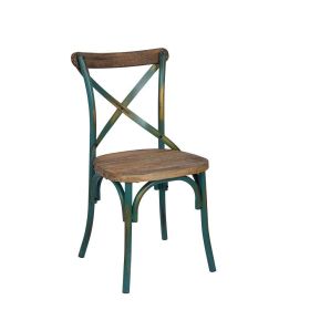 Zaire Side Chair (1Pc) in Antique Turquoise & Antique Oak - 73072