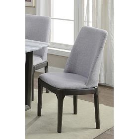 Madan Side Chair (Set-2) in Light Gray Linen & Gray Oak - 73172