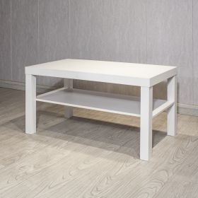White Wooden 2-Tier Coffee Table with Storage Shelf;  Sofa Center Table for Living Room;  Home;  Office