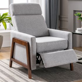 Wood-Framed Upholstered Recliner Chair Adjustable Home Theater Seating with Thick Seat Cushion and Backrest Modern Living Room Recliners; Gray