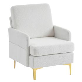 Teddy Velvet Gold Feet Indoor Leisure Chair Off-White