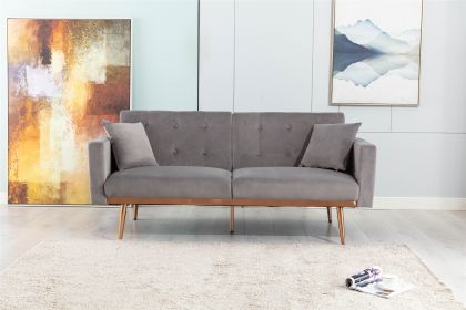 Velvet Sofa ; Accent sofa .loveseat sofa with rose gold metal feet and Black Velvet