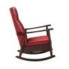 Raina Rocking Chair; Red PU & Espresso Finish - 59931