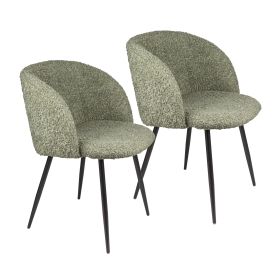 Upholstered teddy faux fur dining armrest chair set of 2 (Color: GREY)