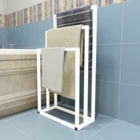Metal Freestanding Towel Rack 3 Tiers Hand Towel Holder Organizer for Bathroom Accessories (Color: White)