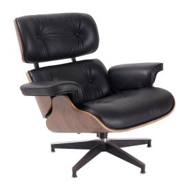 High grade vintage 8 layer leather plywood ergonomic design office chair (Color: Black Walnut)