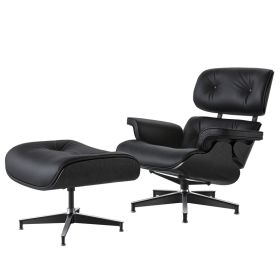 High grade vintage 8 layer leather plywood ergonomic design office chair (Color: All black)