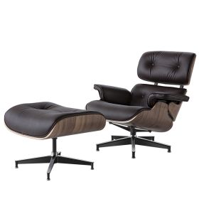 High grade vintage 8 layer leather plywood ergonomic design office chair (Color: Dark Brown)