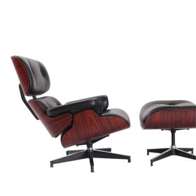 High grade vintage 8 layer leather plywood ergonomic design office chair (Color: Black with Rose wood)