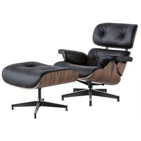 High grade vintage 8 layer leather plywood ergonomic design office chair (Color: Black palisander)