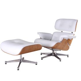 High grade vintage 8 layer leather plywood ergonomic design office chair (Color: White Ash wood)
