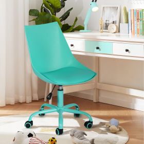 Home Office Desk Chair Computer Chair Fashion Ergonomic Task Working Chair with Wheels Height Adjustable Swivel PU Leather (Color: MINT GREEN)