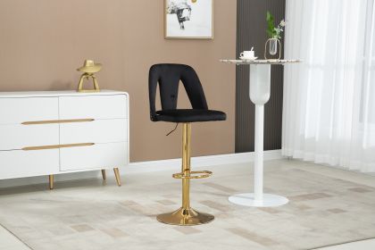 COOLMORE Bar Stools with Back and Footrest Counter Height bar Chairs (Color: BLACK, Material: velvet)