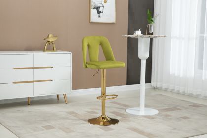 COOLMORE Bar Stools with Back and Footrest Counter Height bar Chairs (Color: Olive, Material: velvet)