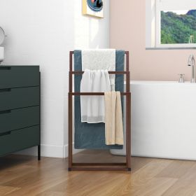 Metal Freestanding Towel Rack 3 Tiers Hand Towel Holder Organizer for Bathroom Accessories RT (Color: Brown)